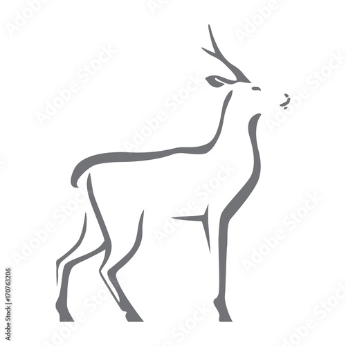 Roe deer vector image  isolated on white background. Stylized silhouette as logo or mascot..