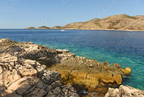 Beautiful mediterranean bay. Skrivena Luka, island of Lastovo, Croatia photo