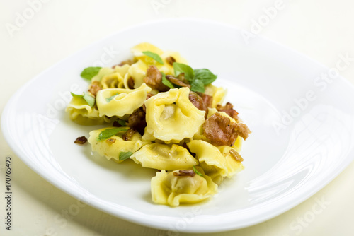 Tortellini dumplings with ham