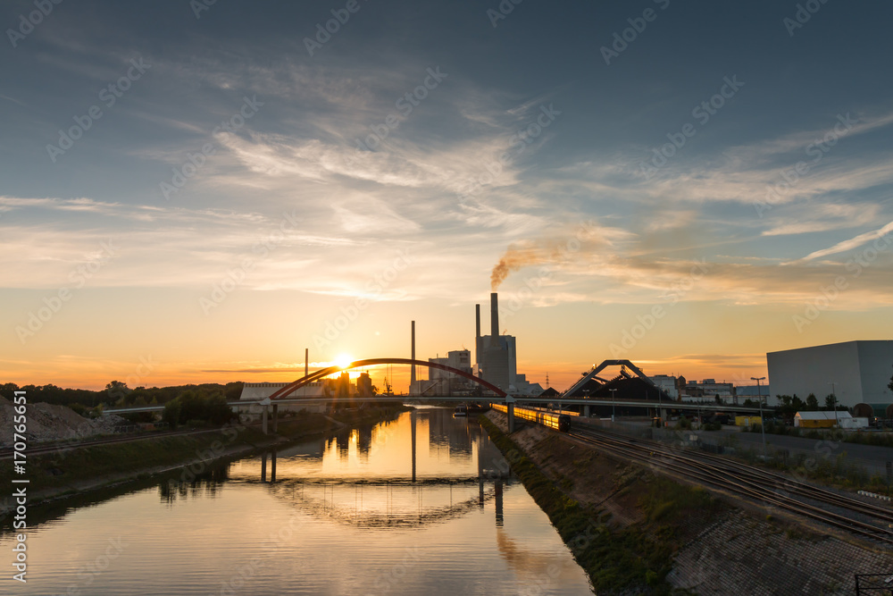Mannheim Sonnenuntergang im Hafen
