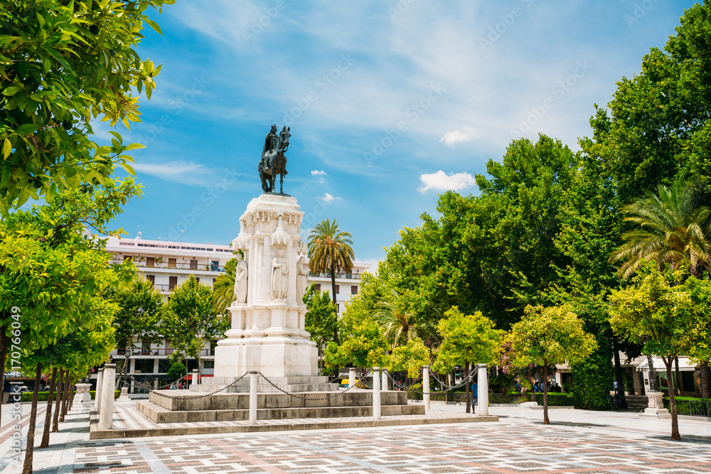Monument to King Saint Ferdinand at New Square Plaza Nueva in S