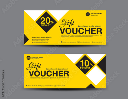 Yellow Discount Voucher template flyer design polygon background