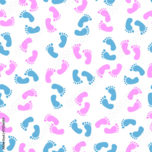 Seamless pattern with baby footprint