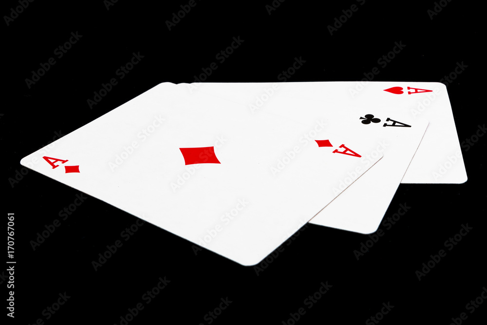 Three aces on black background 