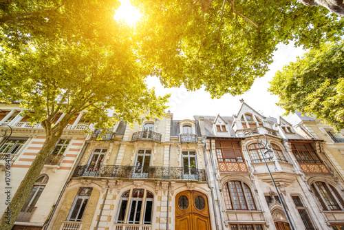 Beautiful old buildings in Vichy city in the Allier department of central France photo