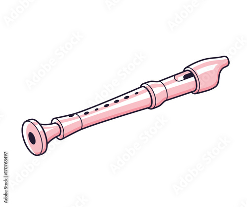 Pink recorder flute isolated.