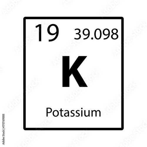 Potassium periodic table element color icon on white background vector photo