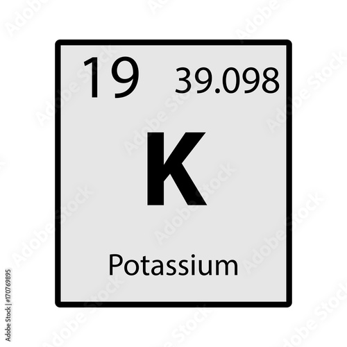 Potassium periodic table element gray icon on white background vector