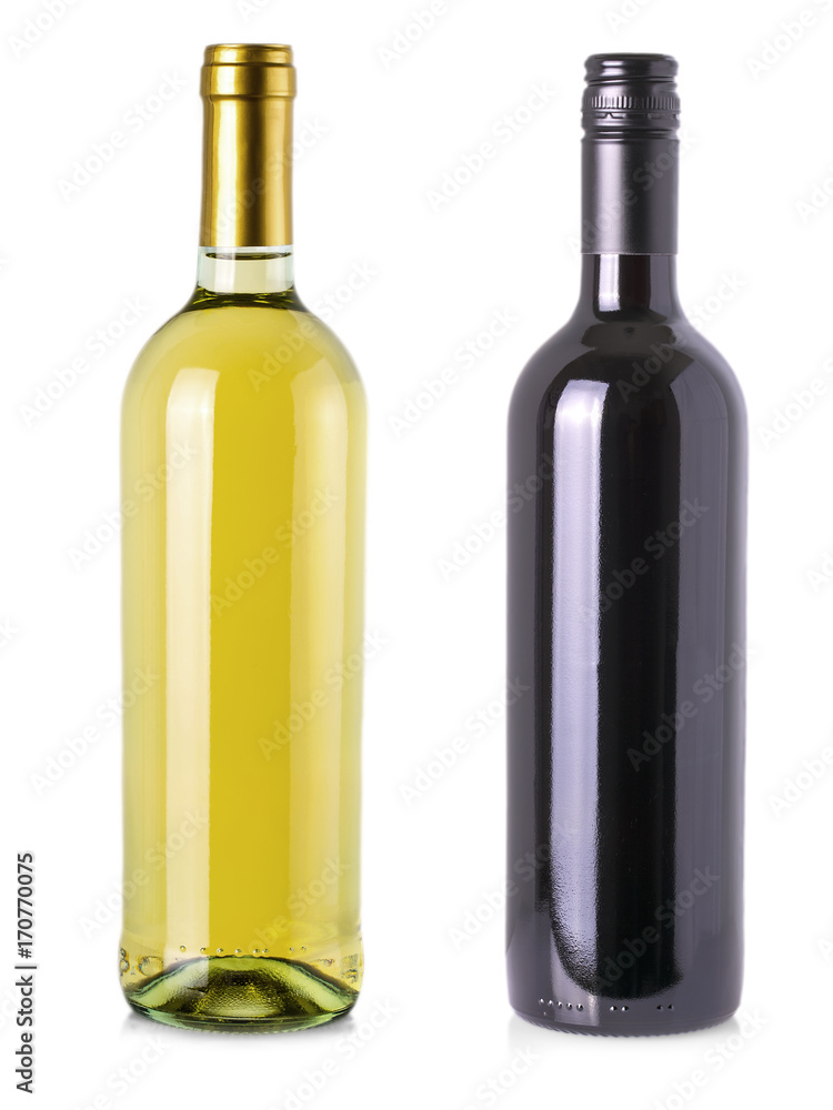 Wine bottles  isolated on white background.