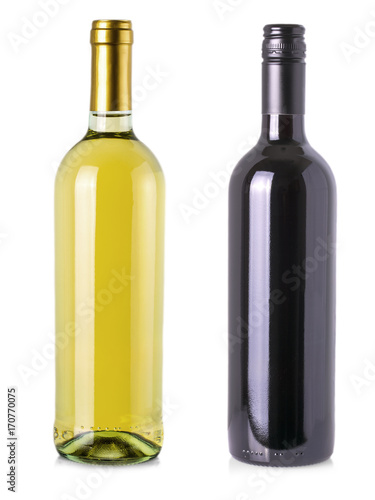 Wine bottles isolated on white background.