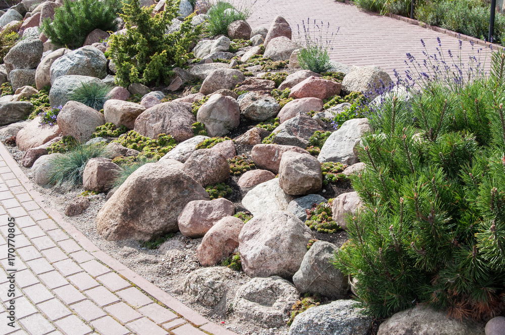 Natural stone in garden