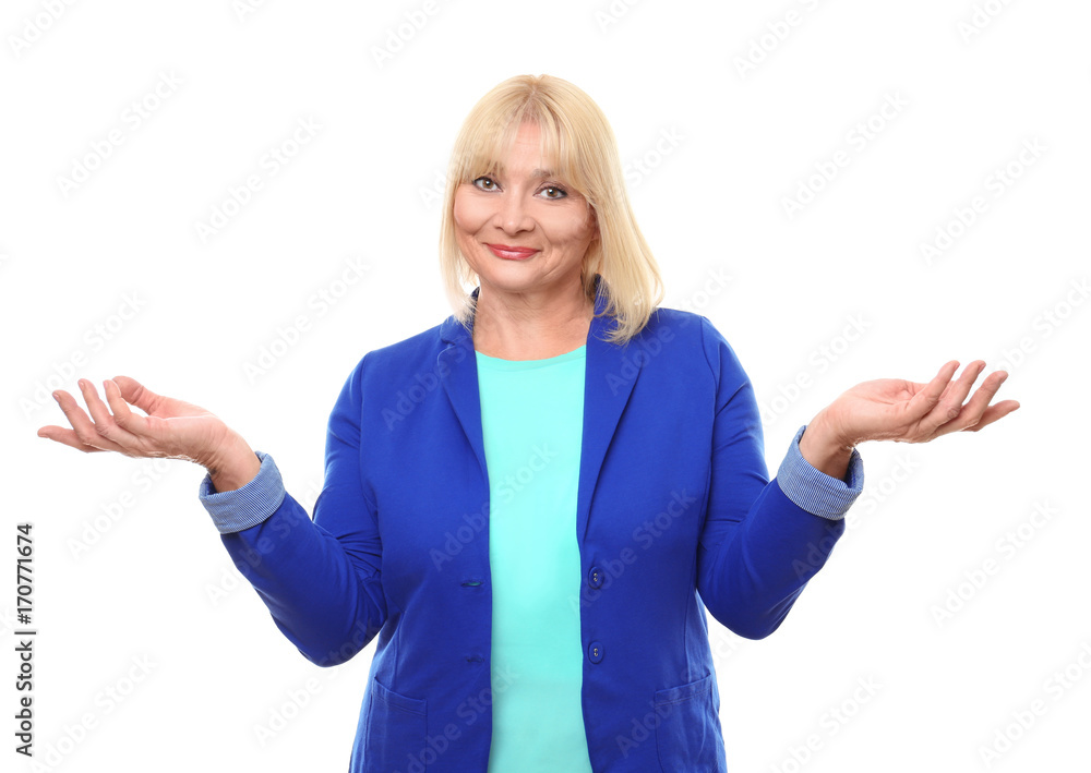 Beautiful senior woman on white background Beautiful senior woman on white background