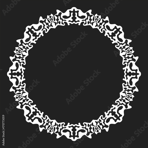 Lace white frame flat vector cartoon illustration. Objects isolated on black background.