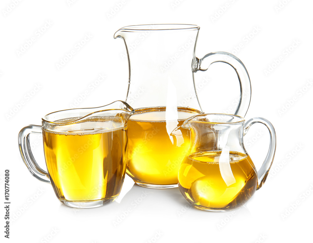 Composition with cooking oil on white background Composition with cooking oil on white background