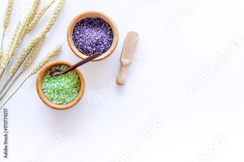 natural cosmetics with wheat and herbs for homemade spa on stone background top view mock up © 9dreamstudio