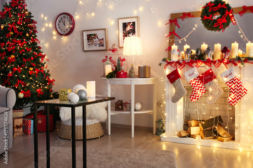 Room decorated for Christma...