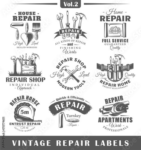 Set of vintage repair labels. Vol.2
