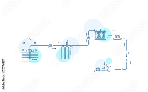 mineral water extraction process vector icons