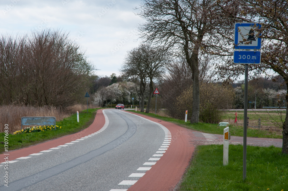 Road near Praesto fjord in Denmark