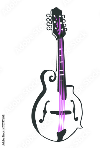 Mandolin with Pink Strings Illustration