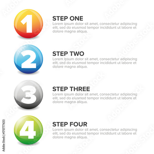 One Two Three Four steps progress bar