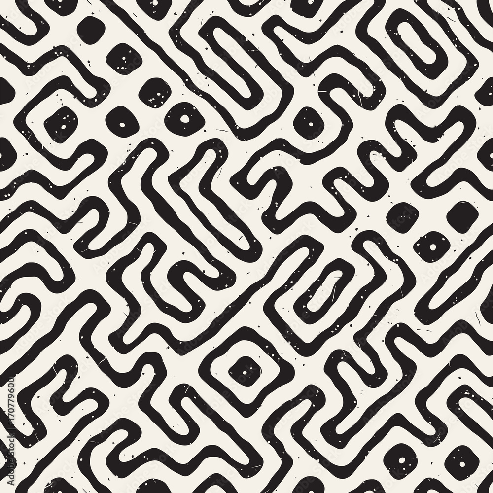 Seamless pattern with maze lines. Monochrome abstract background. Vector hand drawn labyrinth. Seamless pattern with maze lines. Monochrome abstract background. Vector hand drawn labyrinth.