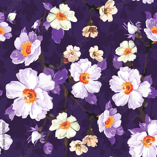 Purple Floral Seamless Pattern