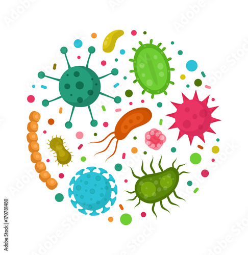 Bacterial microorganism in a circle. 