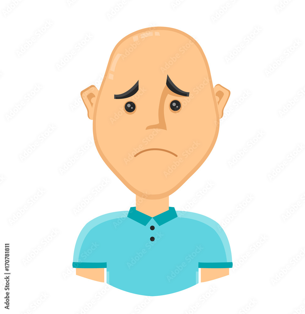 sad bald man without hair. Vector sad bald man without hair. Vector
