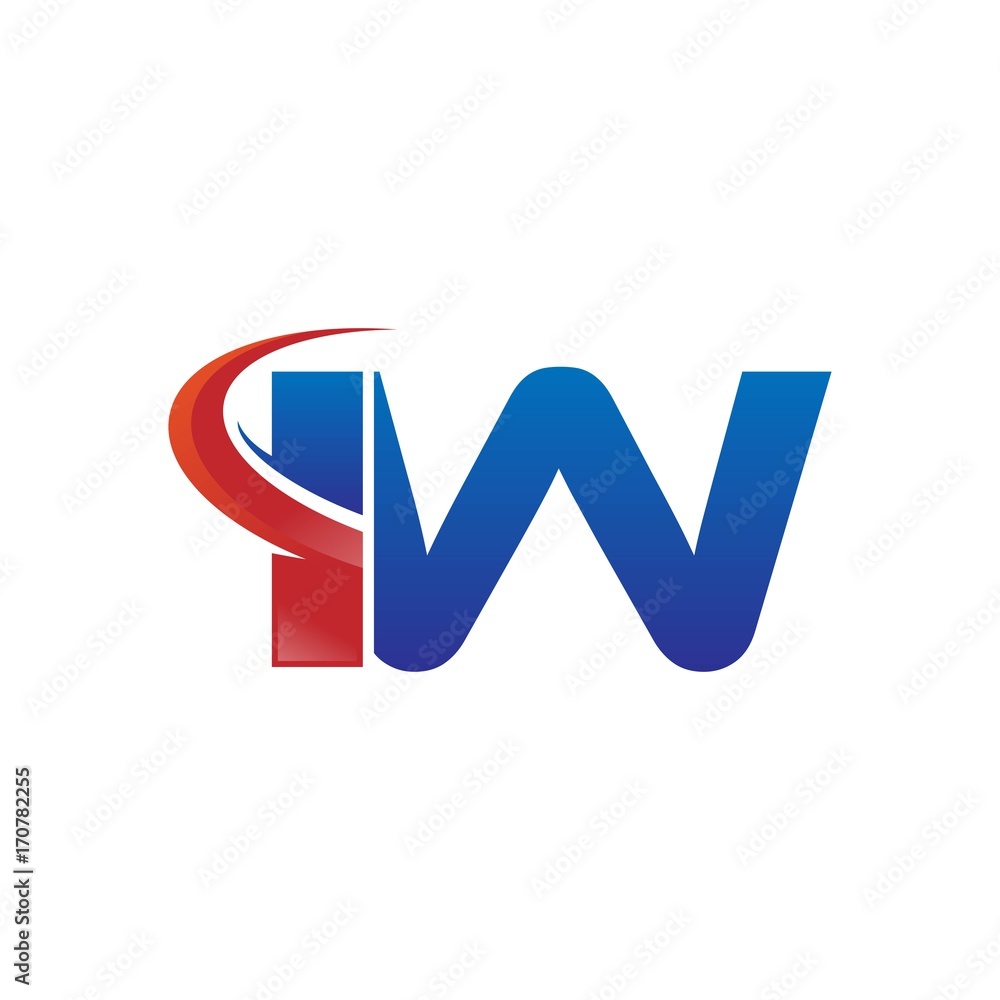 modern vector initial letters logo swoosh iw red blue modern vector initial letters logo swoosh iw red blue