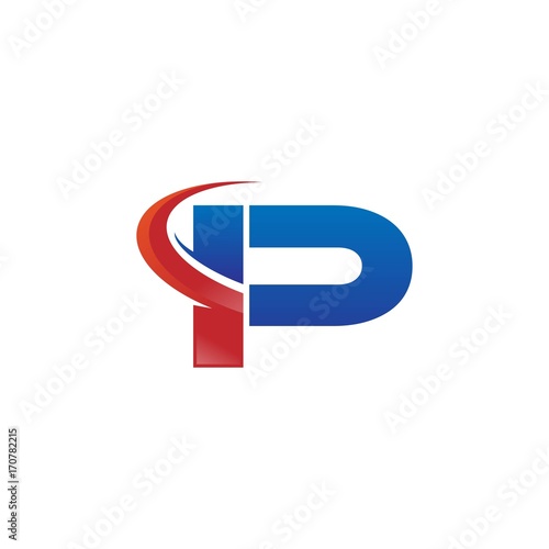 modern vector initial letters logo swoosh ip red blue