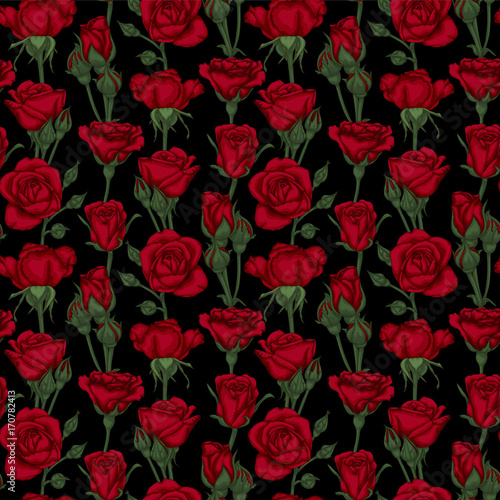 Wallpaper Mural beautiful vintage seamless pattern with roses, rosebuds, leaves and stems. design greeting card and invitation of the wedding, birthday, Valentine's Day, mother's day and other holiday. Torontodigital.ca