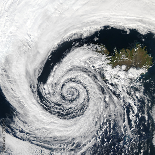 Earth view from space with storm.