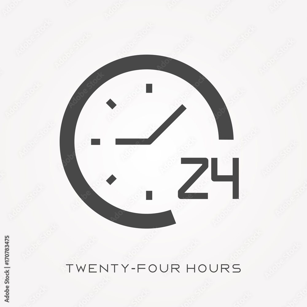 Silhouette icon twenty-four hours Silhouette icon twenty-four hours