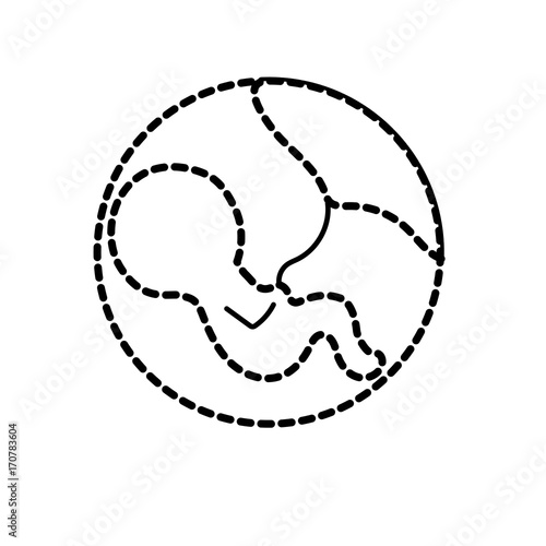 dotted shape baby with umbilical cord inside mothers uterus vector illustration