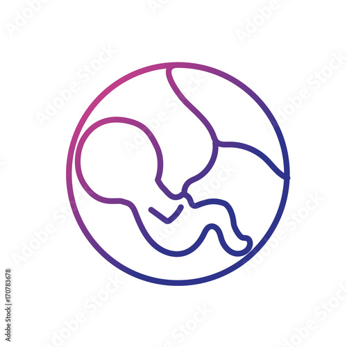 line baby with umbilical cord inside mothers uterus vector illustration