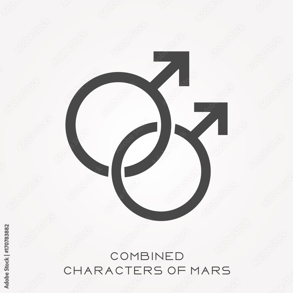 Silhouette icon combined characters of Mars Silhouette icon combined characters of Mars