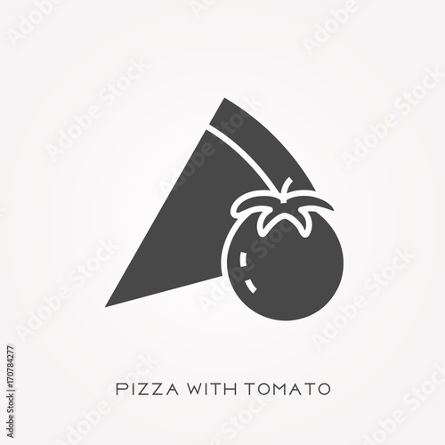 Silhouette icon pizza with tomato