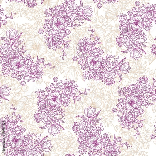 Pink Floral Seamless Pattern