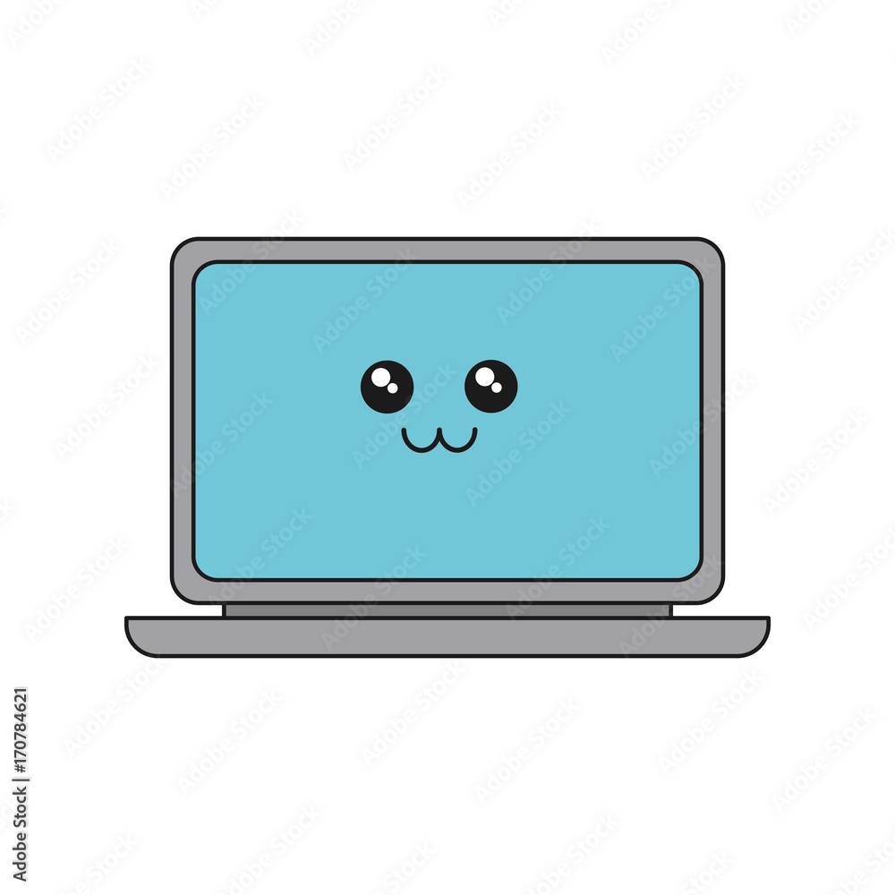 kawaii laptop computer icon over white background vector illustration kawaii laptop computer icon over white background vector illustration