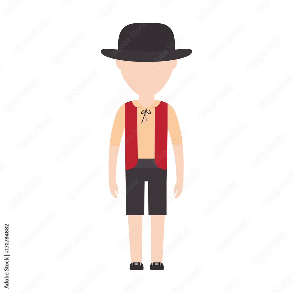man wearing a hat icon over white background colorful design vector illustration