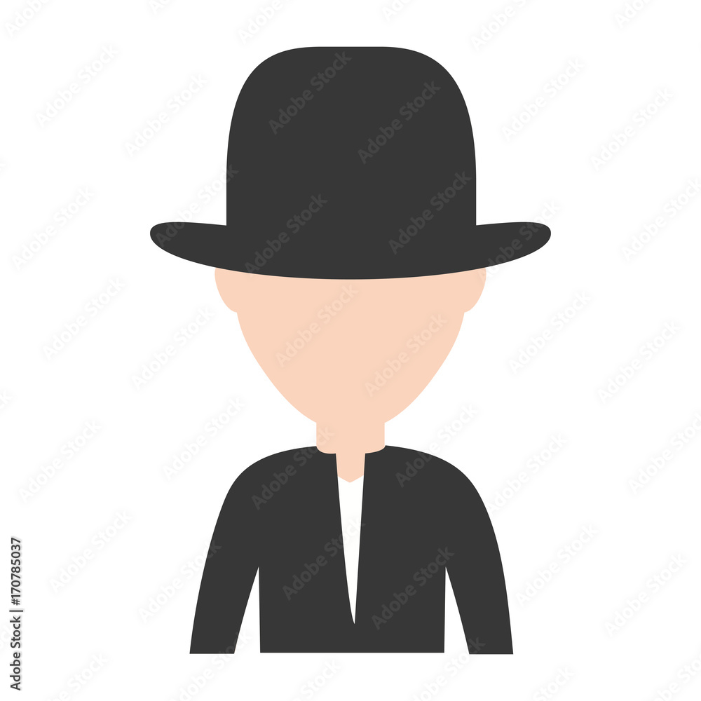 man wearing a hat icon over white background colorful design vector illustration