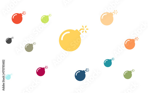 Viele bunte Bomben
