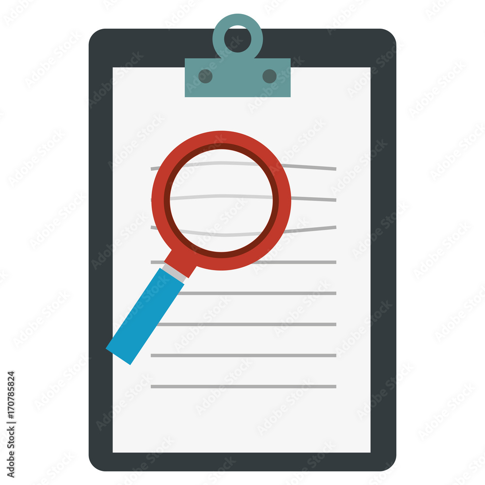 clipboard document with magnifying glass vector illustration design