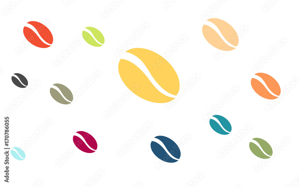 Viele bunte Kaffeebohnen Viele bunte Kaffeebohnen