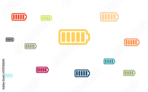 Viele bunte aufegeladene Batterien