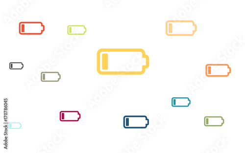 Viele bunte leere Batterien
