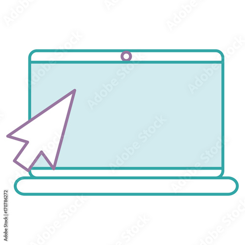 laptop computer with mouse pointer vector illustration design