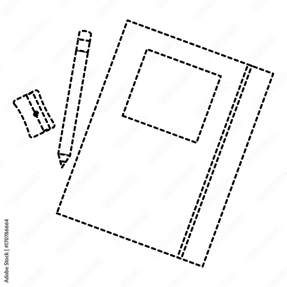 Fototapeta premium text book school with pencil and sharpeneer vector illustration design