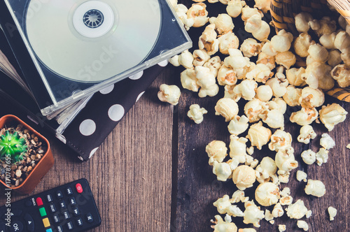 Watch movies at home eating popcorn relax